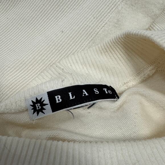 Vintage 90's Y2K White Cream Snowflake Winter Crewneck Pullover Sweatshirt XL - Picture 3 of 5